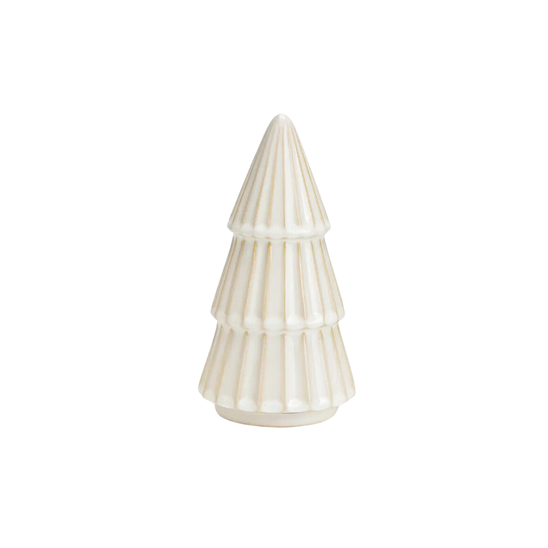 Christbaumschmuck Keramik weiß beige L