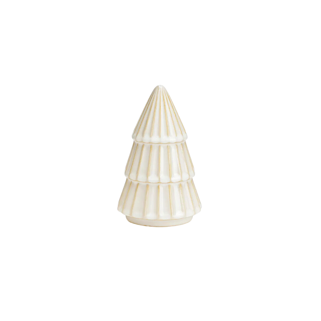 Christbaumschmuck Keramik weiß beige S