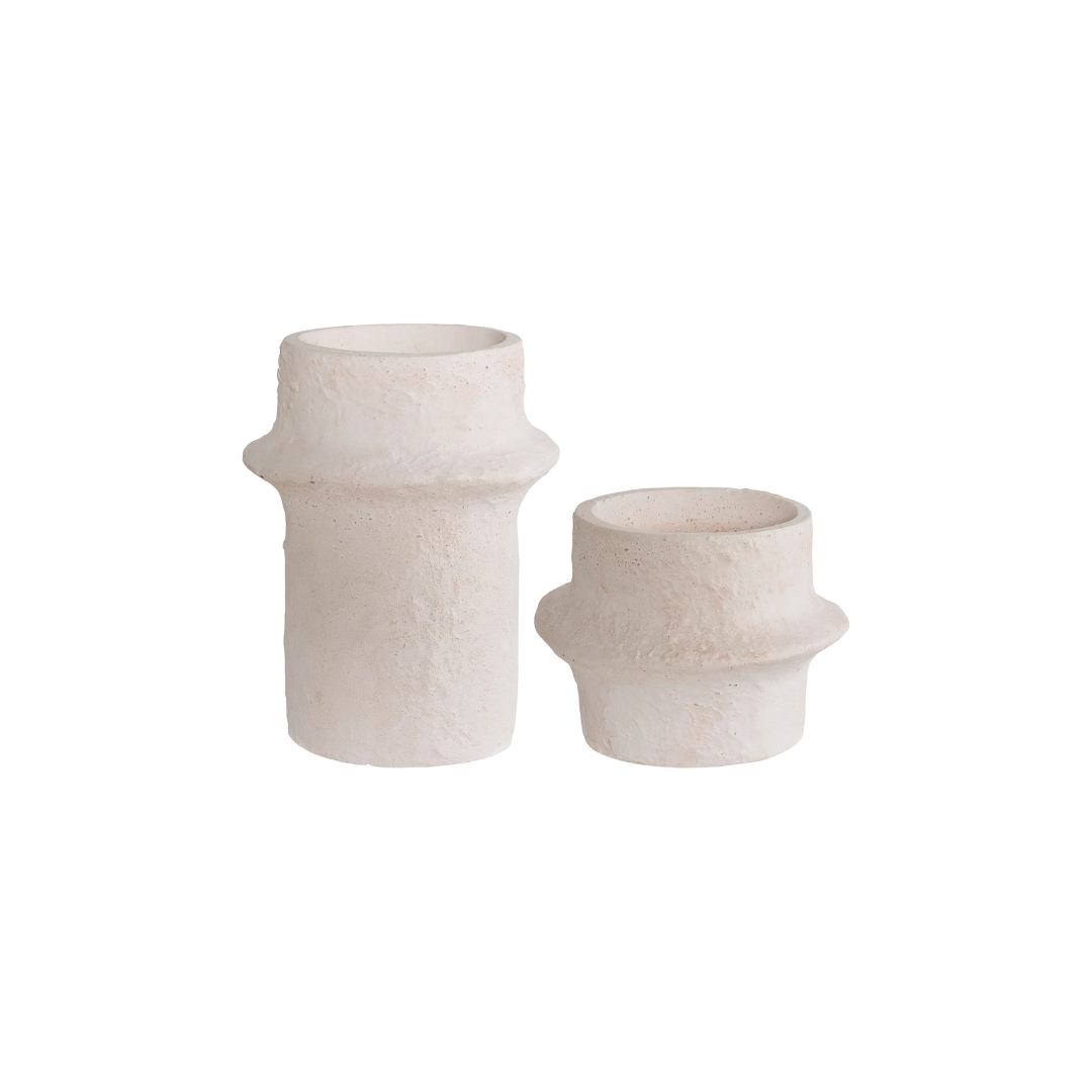 set stenen kandelaren wit beige